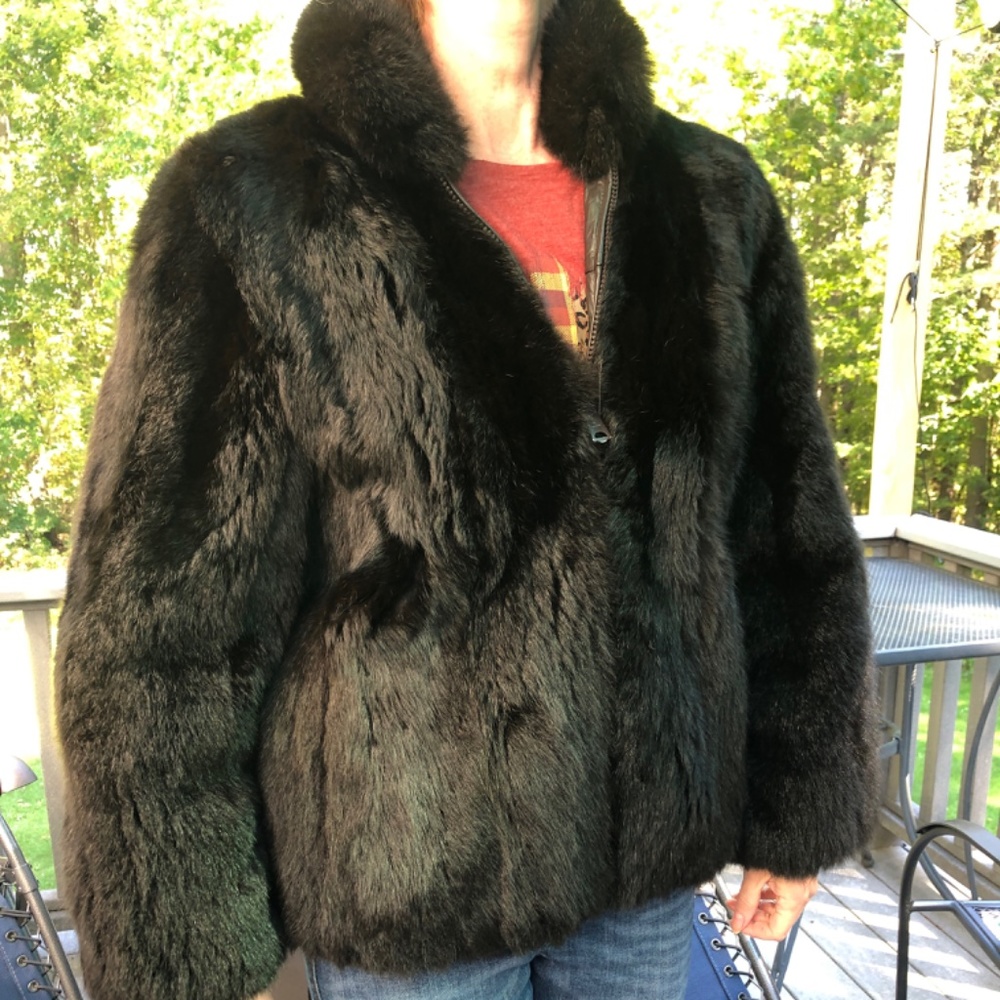 Vintage Reversible Fur & Leather Bomber Jacket Small - Picture 5 of 16